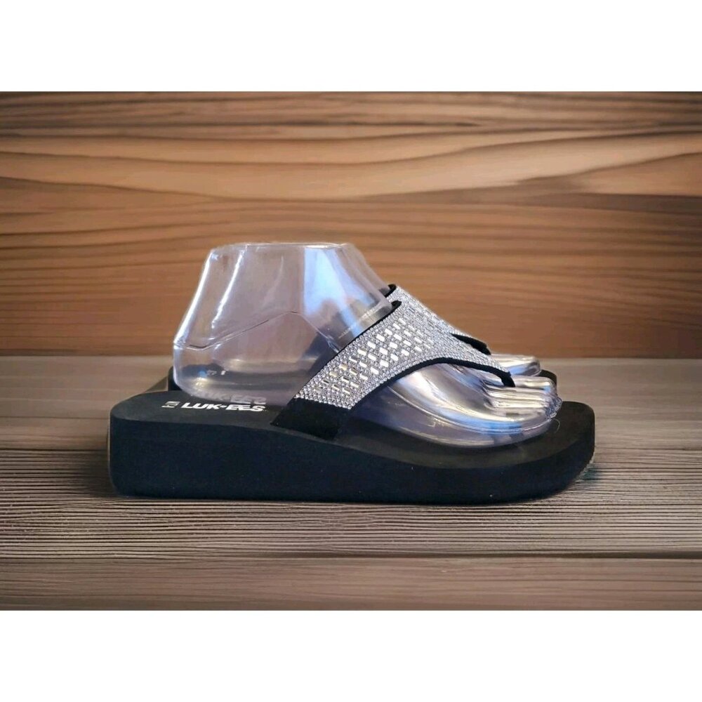 Luk Ees by Muk Luks Flip Flop Thong Sandals Womens Size 7-8 Black
